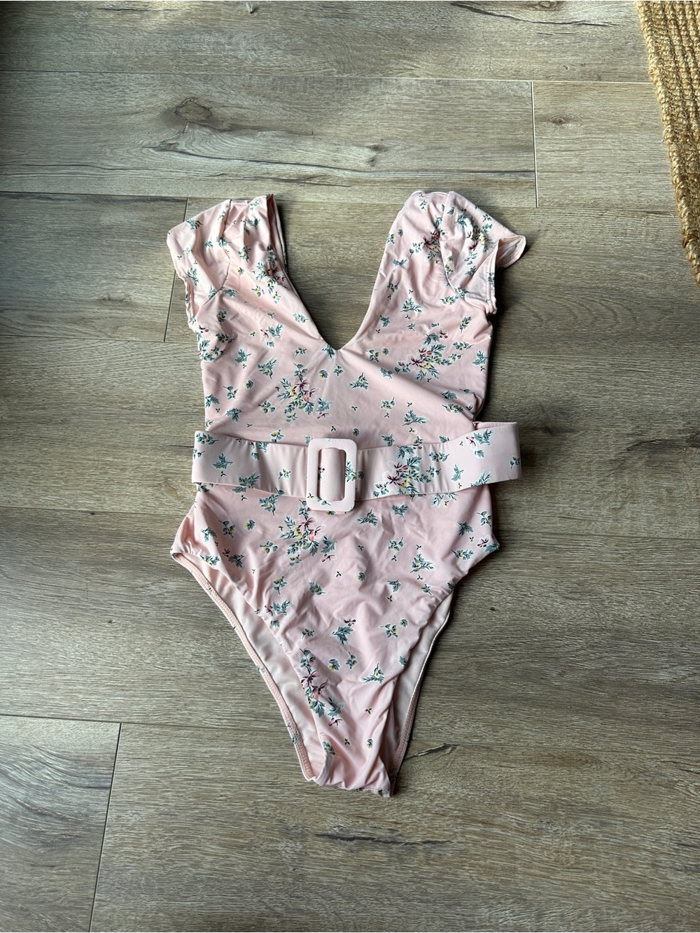Billabong pink floral one piece swim